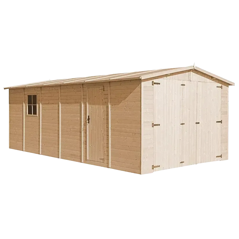 Дървен гараж – 591 × 303 см – 18 м²