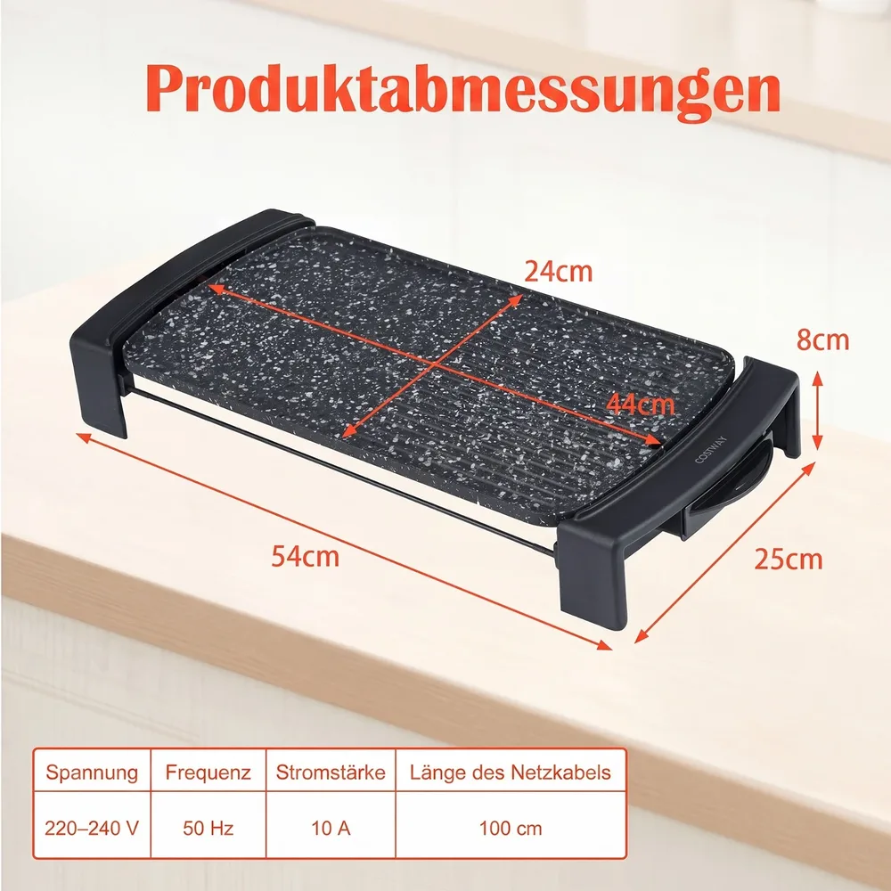 Електрически настолен грил 2150 W с две зони за готвене, 44 × 24 см, снимка 7