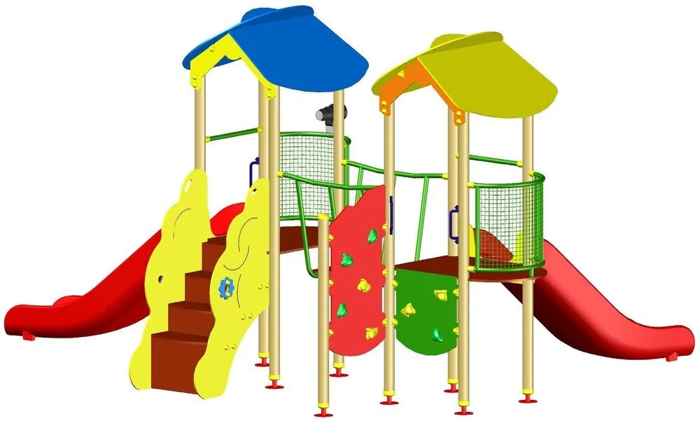 Комбинирано детско съоръжение PS0017-3 – 3,61 × 4,97 × 2,73 м