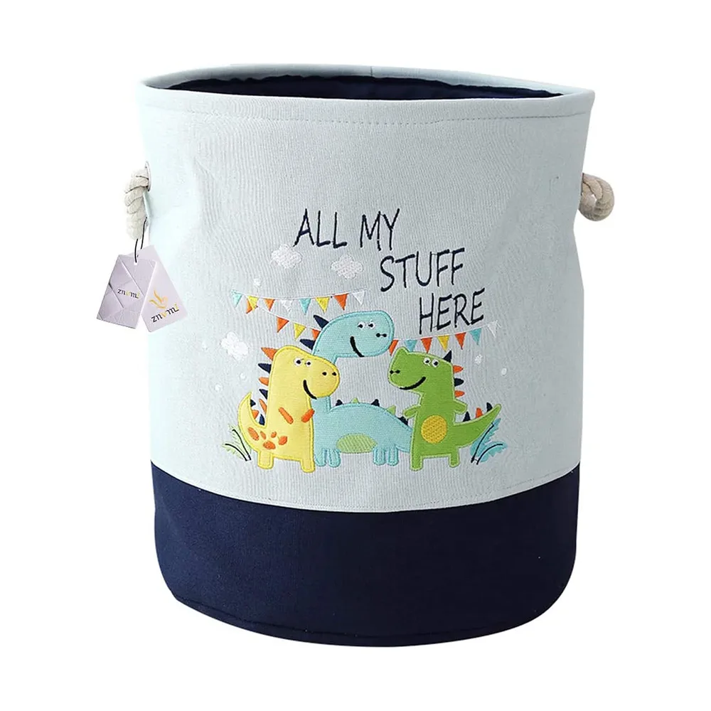 Кош за играчки, дрехи, пране, сгъваем, с удобни дръжки, за детска стая, спалня, дневна - динозаври