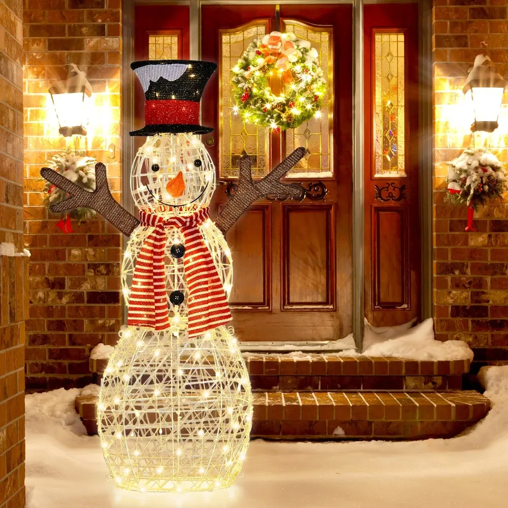Светещ коледен снежен човек за градина, 110 см, с 80 LED светлини, снимка 5