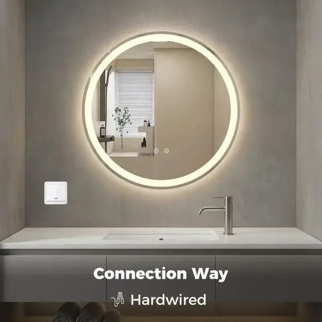 Кръгло огледало за баня с LED осветление и регулируема яркост, Ø 60 см, снимка 6
