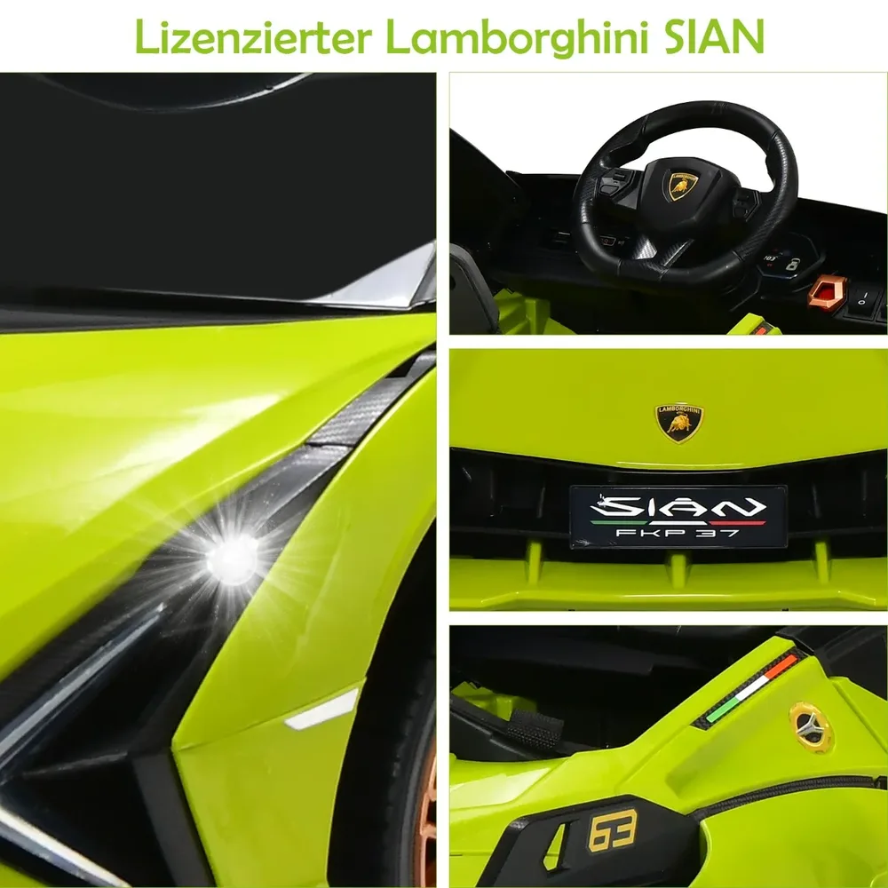 Детска електрическа кола Lamborghini 12V с дистанционно 2.4G и MP3, зелена, снимка 6