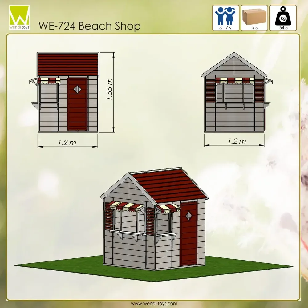 Дървен детски магазин Beach Shop - Червено, снимка 8