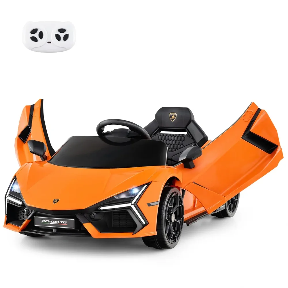 Детска електрическа кола Lamborghini Revuelto 12V с дистанционно, оранжева