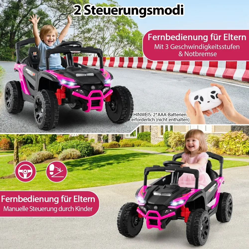 Детска електрическа кола UTV 12 V с дистанционно управление, розова, снимка 6