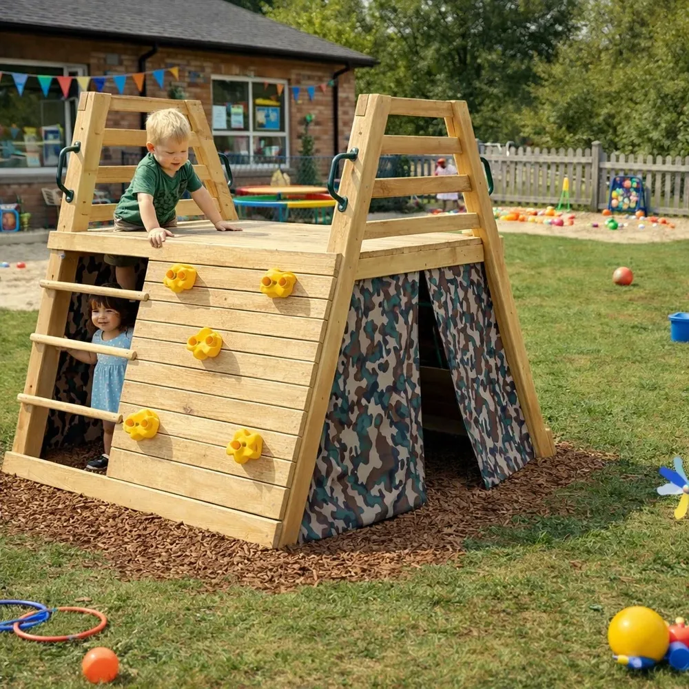 Детска дървена пързалка с катерушка за двор, 285×152×123 см, снимка 8