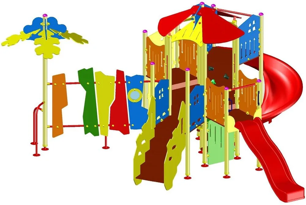Комбинирано детско съоръжение PS0001-2 – 5,57 × 4,59 × 2,99 м