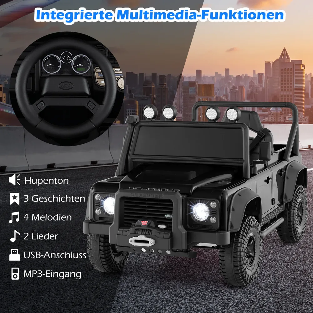 Детска електрическа кола Land Rover Defender с дистанционно за родителите, черна, снимка 4