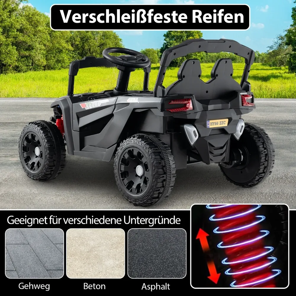 Детска електрическа кола UTV 12 V с дистанционно управление, черна, снимка 2