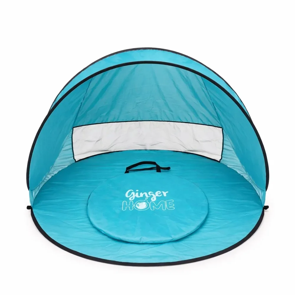 Детска Pop-Up палатка за игра с UV защита 50+ – кръгла, лека и сгъваема, за плаж и градина, 150×150×90 см, снимка 2