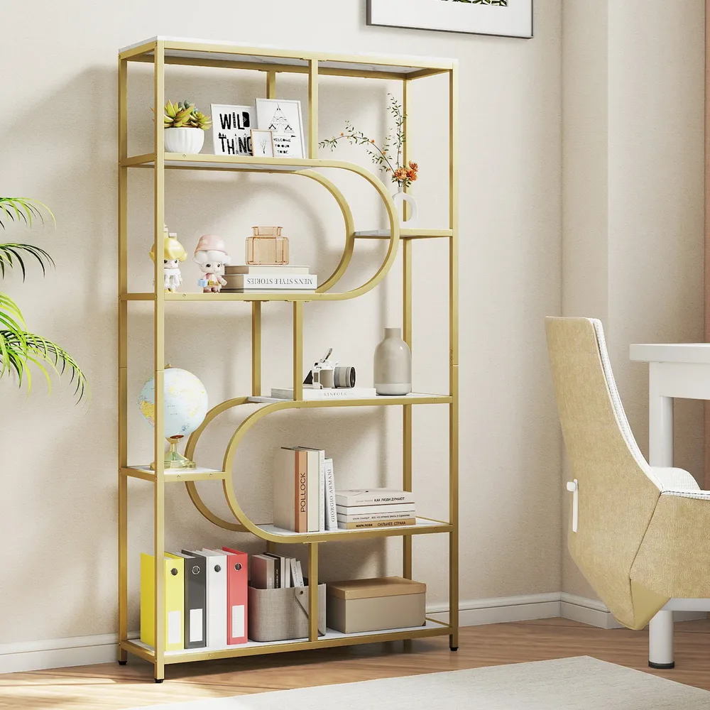 Индустриална U-образна етажерка с 8 открити рафта, 95 × 30 × 175 см, бяла, снимка 4