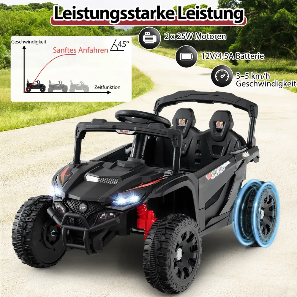 Детска електрическа кола UTV 12 V с дистанционно управление, черна, снимка 8