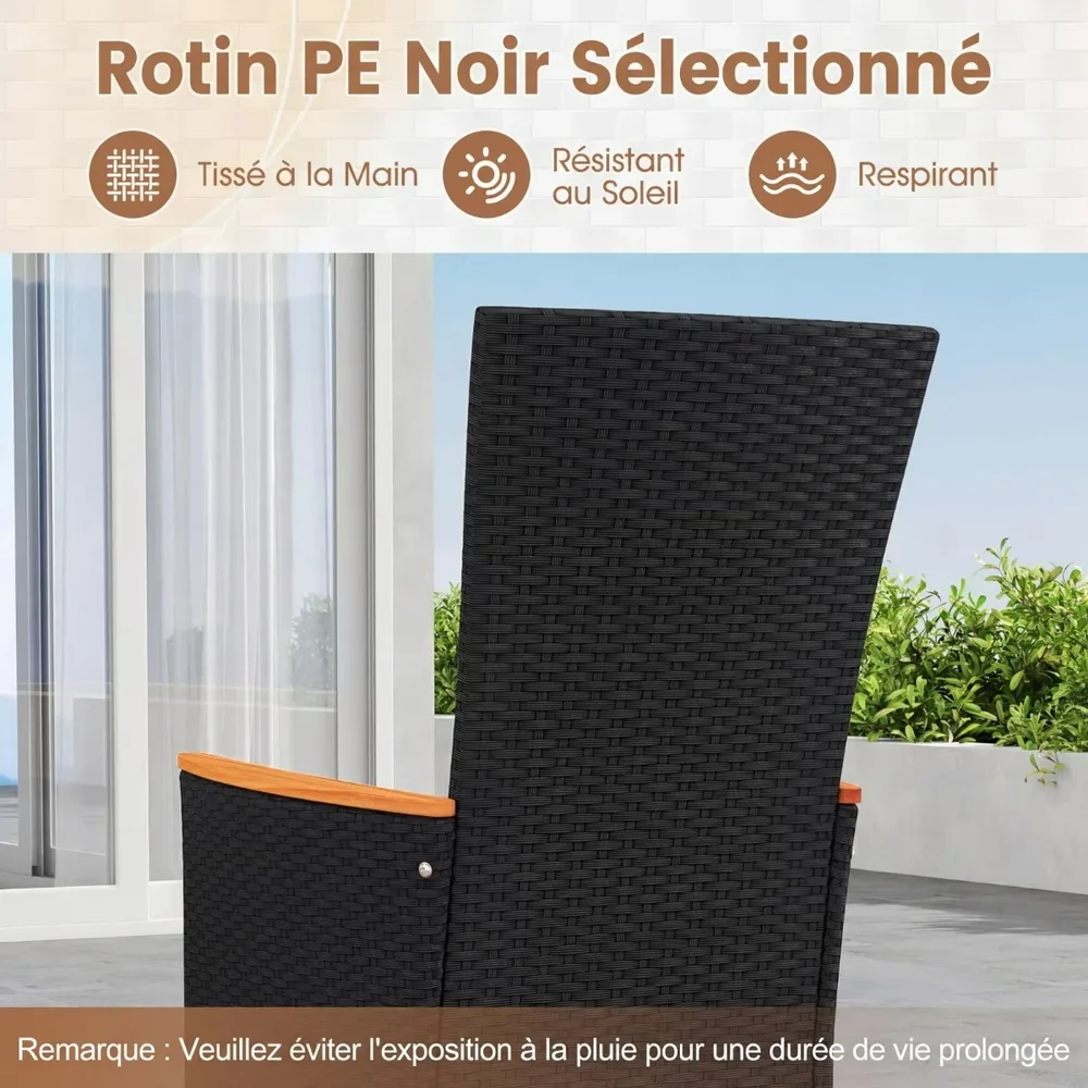 Комплект от 2 градински стола от ратан с възглавници, бежови, снимка 8