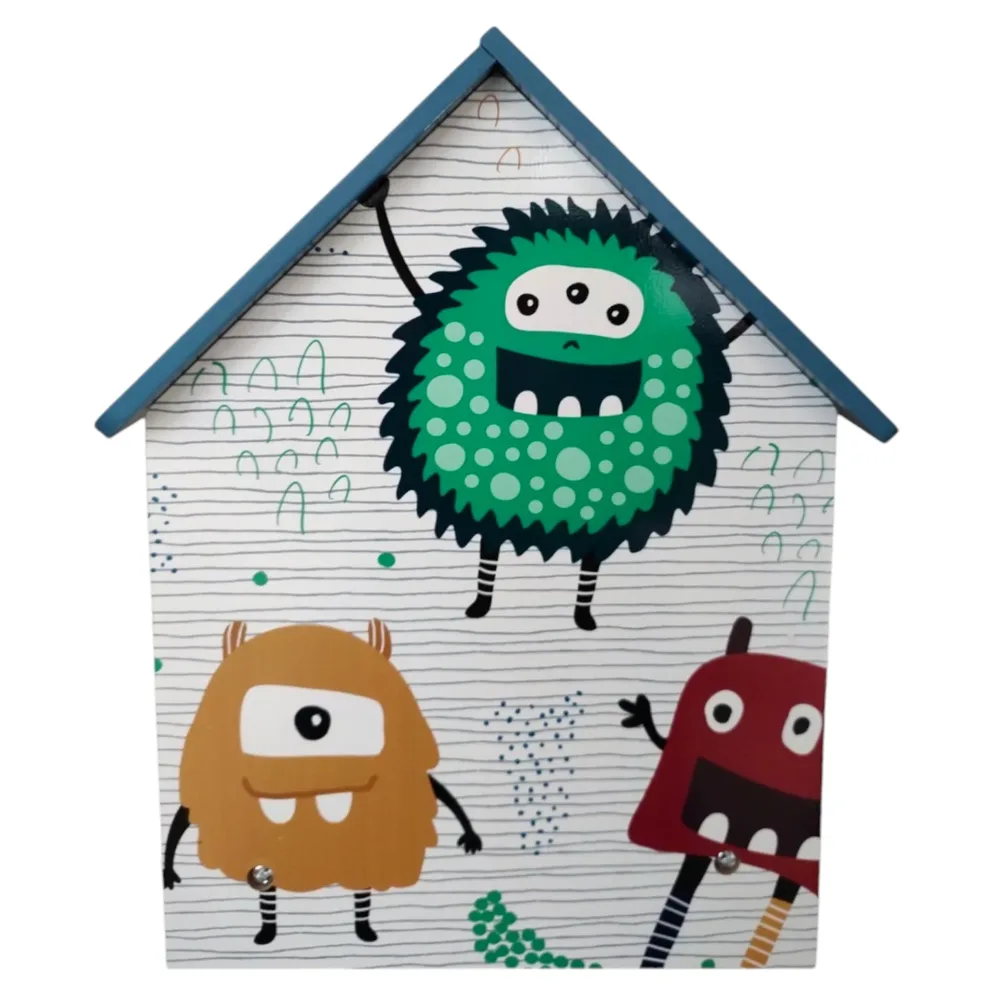 Детска етажерка - къщичка MONSTER, синя за съхранение на играчки и книжки, снимка 5