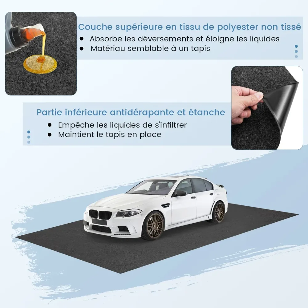 Абсорбираща водоустойчива подложка за под на гараж, 600 × 220 см, сива, снимка 7