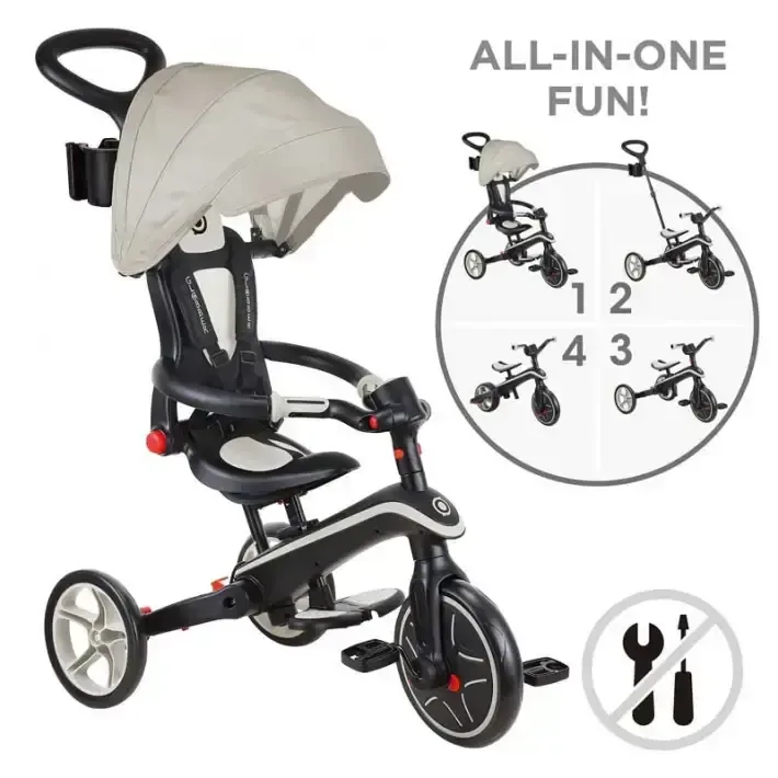 Детска триколка 4 в 1 GLOBBER EXPLORER TRIKE FOLDABLE, сгъваема, бежов цвят, снимка 3