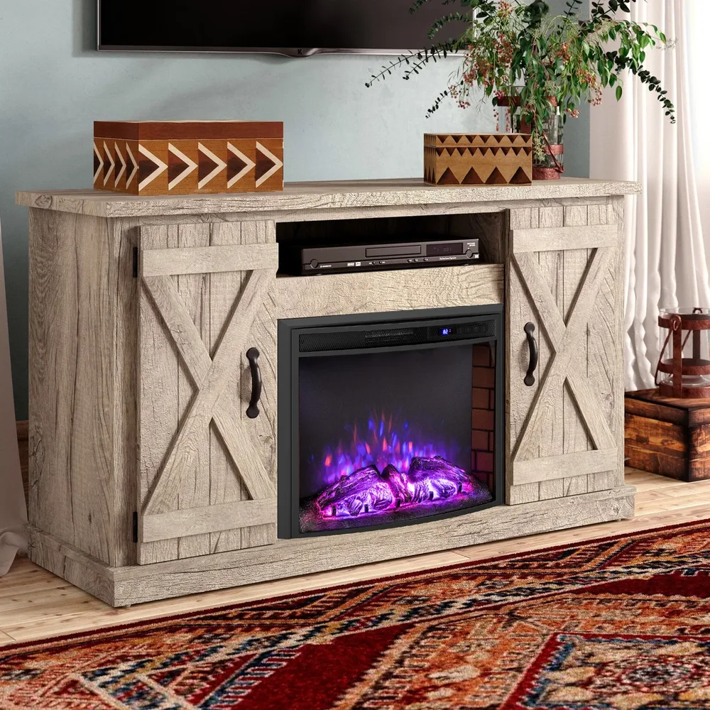 Електрическа камина 1500 W за стена или вграждане, с дистанционно, черна