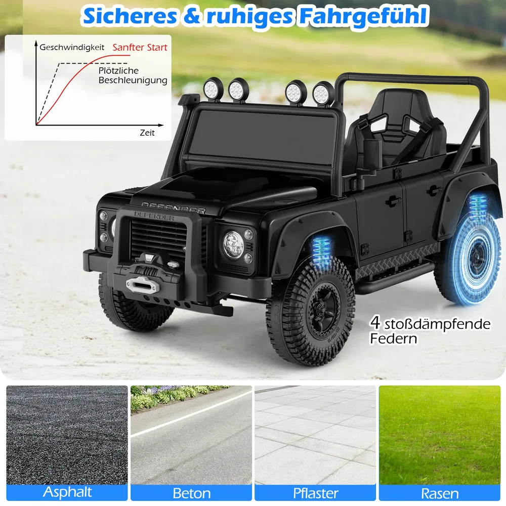Детска електрическа кола Land Rover Defender с дистанционно за родителите, черна, снимка 5