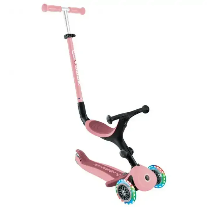 Сгъваема тротинетка с родителски контрол 5 в 1 Globber Go Up Active Lights, пастелно розова, снимка 2