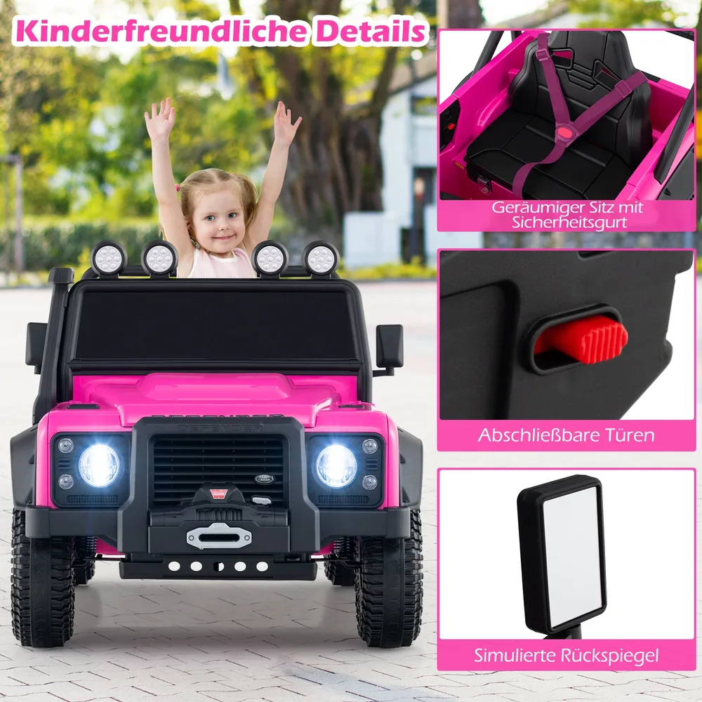 Детска електрическа кола Land Rover Defender с дистанционно за родителите, розова, снимка 7
