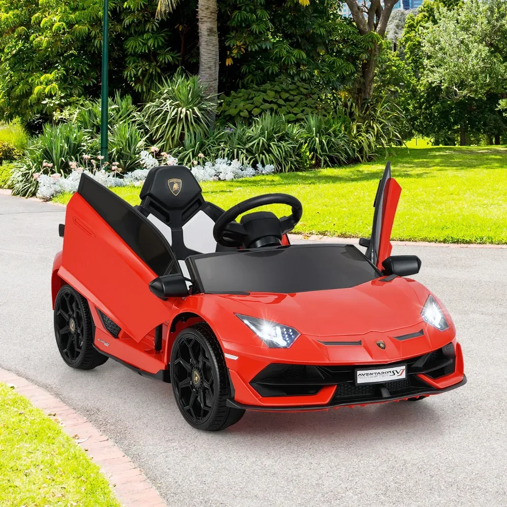 Детска електрическа кола Lamborghini 12V с дистанционно и хидравлични врати, червена, снимка 3