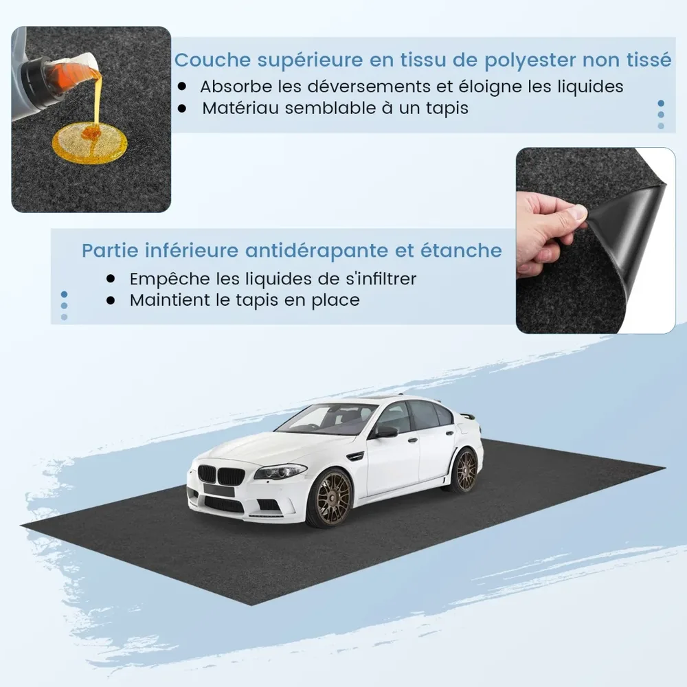 Абсорбираща водоустойчива подложка за под на гараж, 800 × 220 см, сива, снимка 7