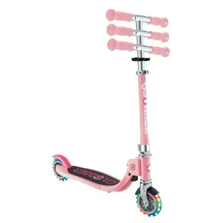 Детска сгъваема тротинетка с две светещи колела Globber Flow Foldable Junior Lights - розова, снимка 6