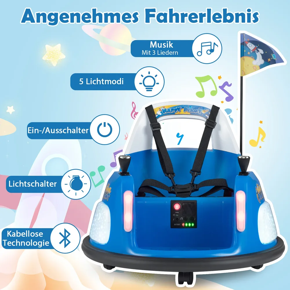 Детска електрическа бъмпер кола 12 V с мигащи светлини и дистанционно, синя, снимка 4