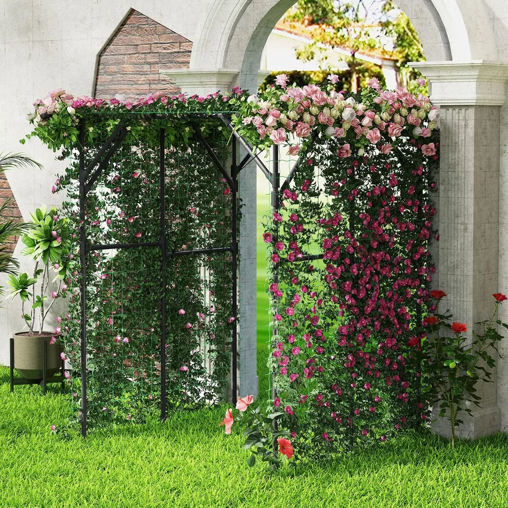 Голяма градинска арка за катерещи растения и лози, 201 × 150 × 198 см, черна, снимка 6