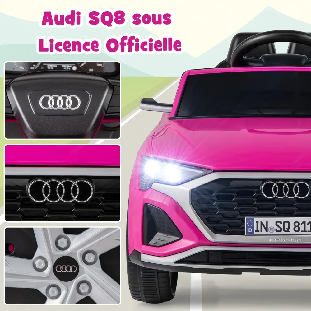 Детска електрическа кола Audi SQ8 12V с дистанционно, LED светлини и музика, розова, снимка 3