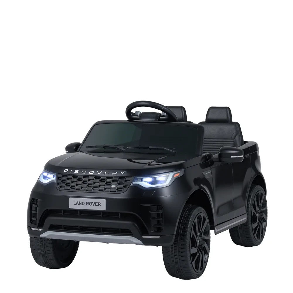 Детска електрическа кола Land Rover 12 V с окачване, LED светлини и музика, черна