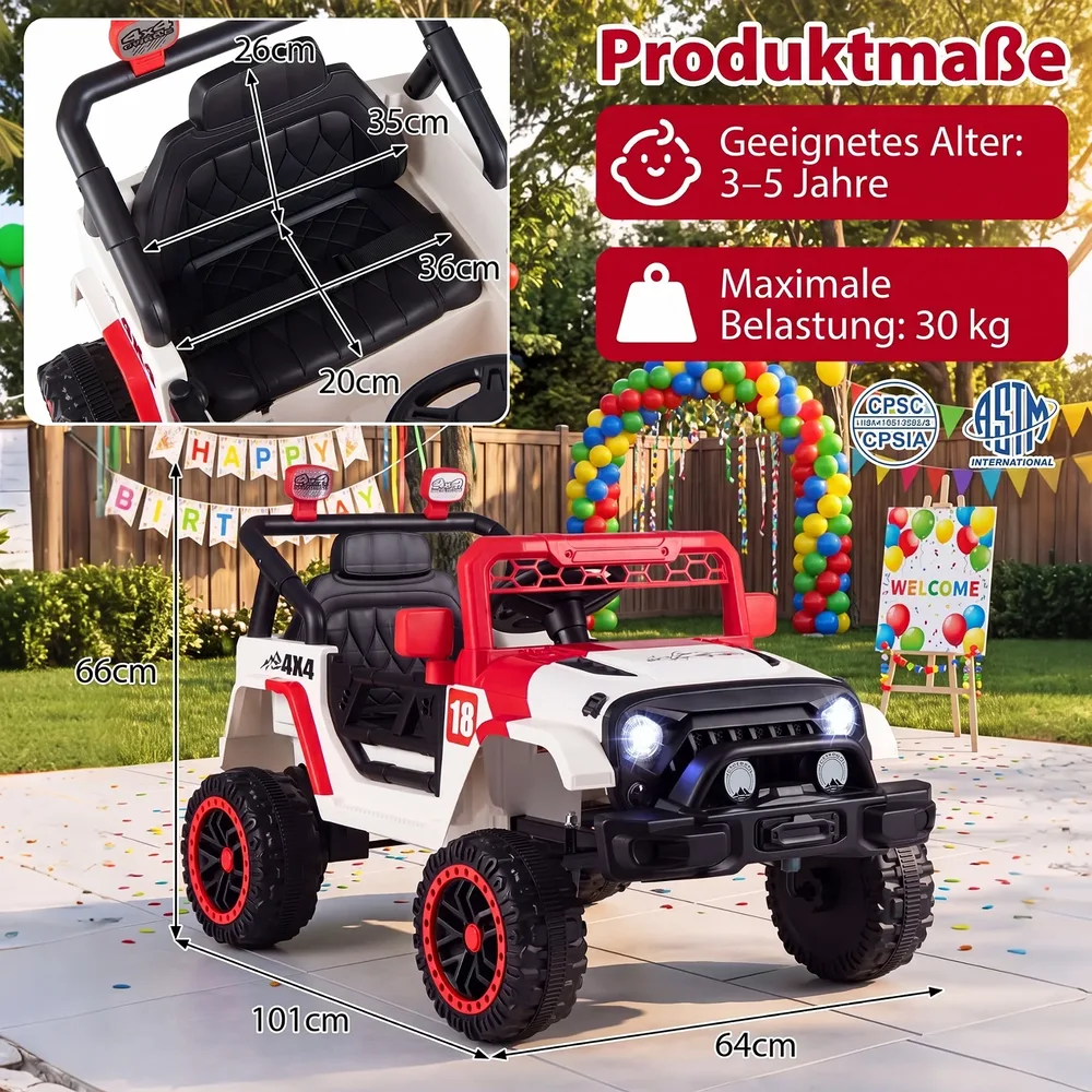 Детска електрическа кола 12 V с 2 режима на управление и дистанционно, до 60 кг, червена, снимка 8
