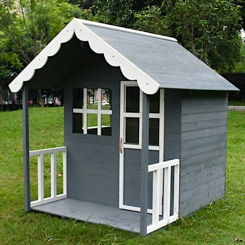 Дървена детска къща, 139x143.5x149 см, за игри на открито в двора и градината, снимка 8