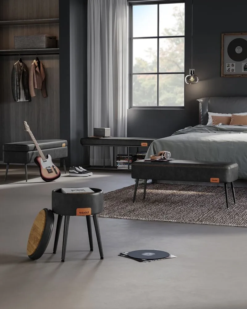 Пейка VASAGLE EKHO - черна, снимка 4