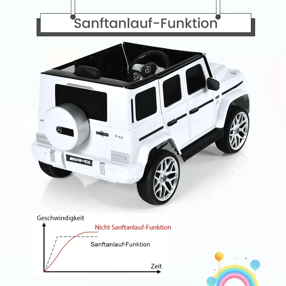 Детска електрическа кола Mercedes-Benz G63 12V с музика и фарове, бяла, снимка 3