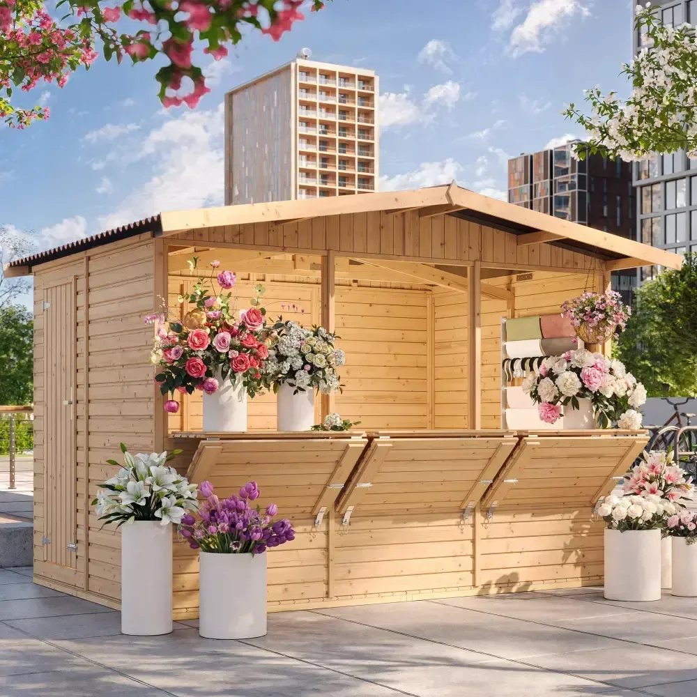 Дървен щанд – 303 × 199 см – 6 м²