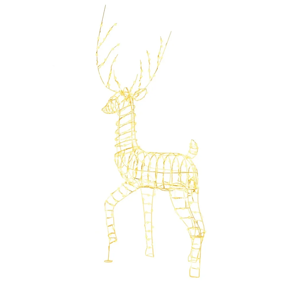 Светещ 3D коледен елен, 186 см, с 300 топли LED светлини, бял, снимка 5