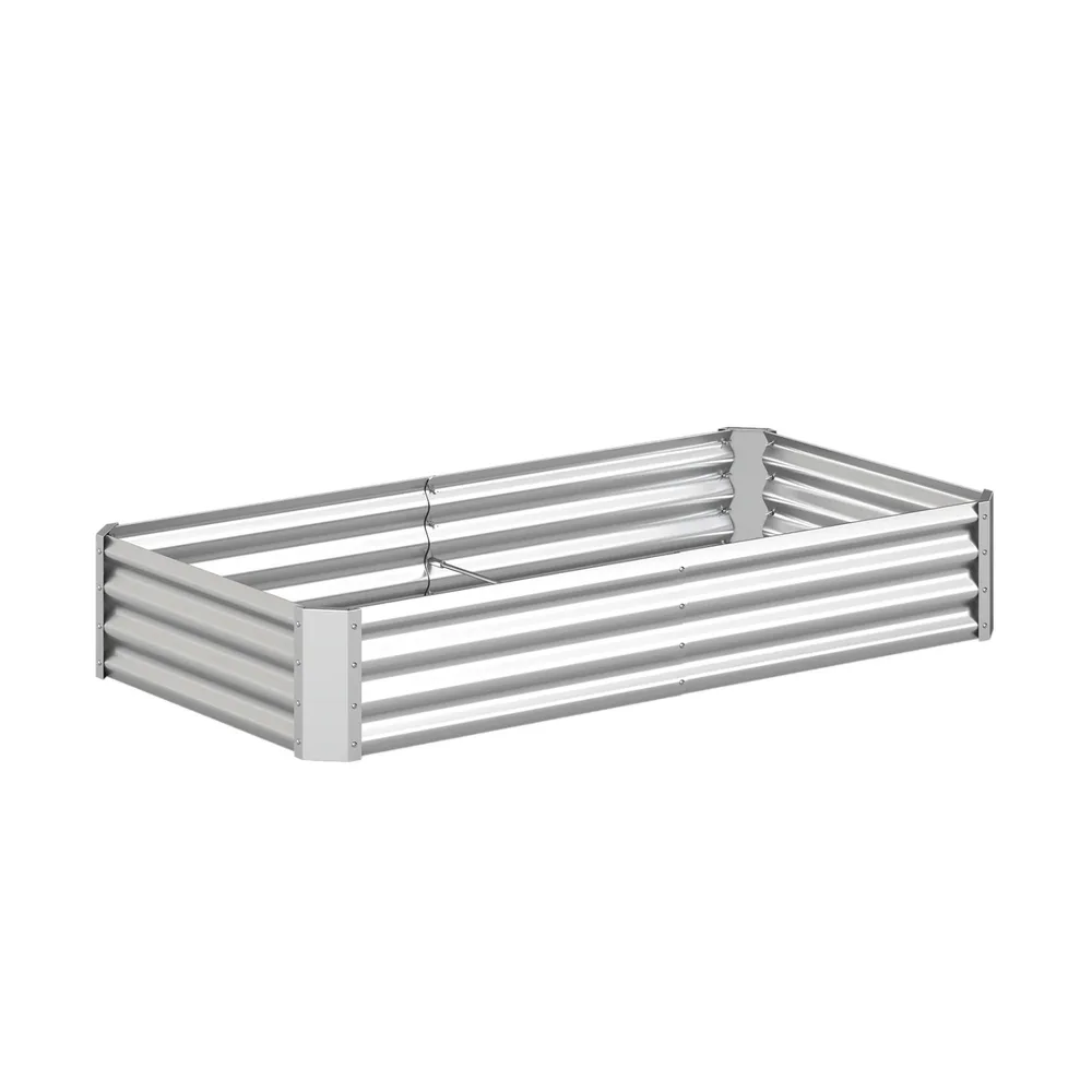 Поцинкована повдигната леха 183 × 91 × 30 см с отворено дъно, сребриста, снимка 4