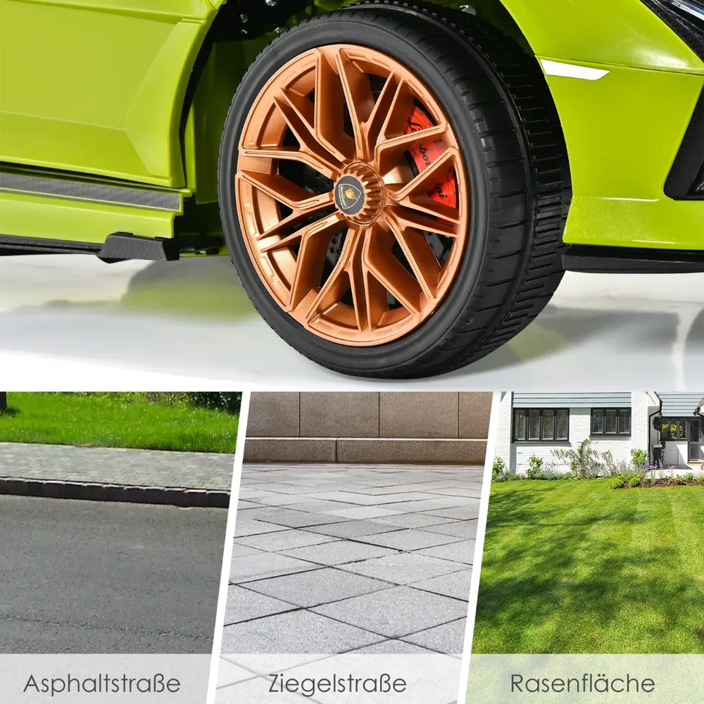 Детска електрическа кола Lamborghini 12V с дистанционно 2.4G и MP3, зелена, снимка 7