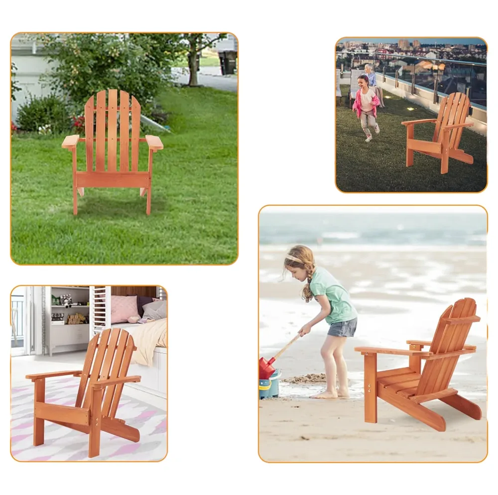 Детски стол, шезлонг Adirondack, релаксация в градината, двора, балкона, терасата, къмпинга и плажа, дървен, снимка 10