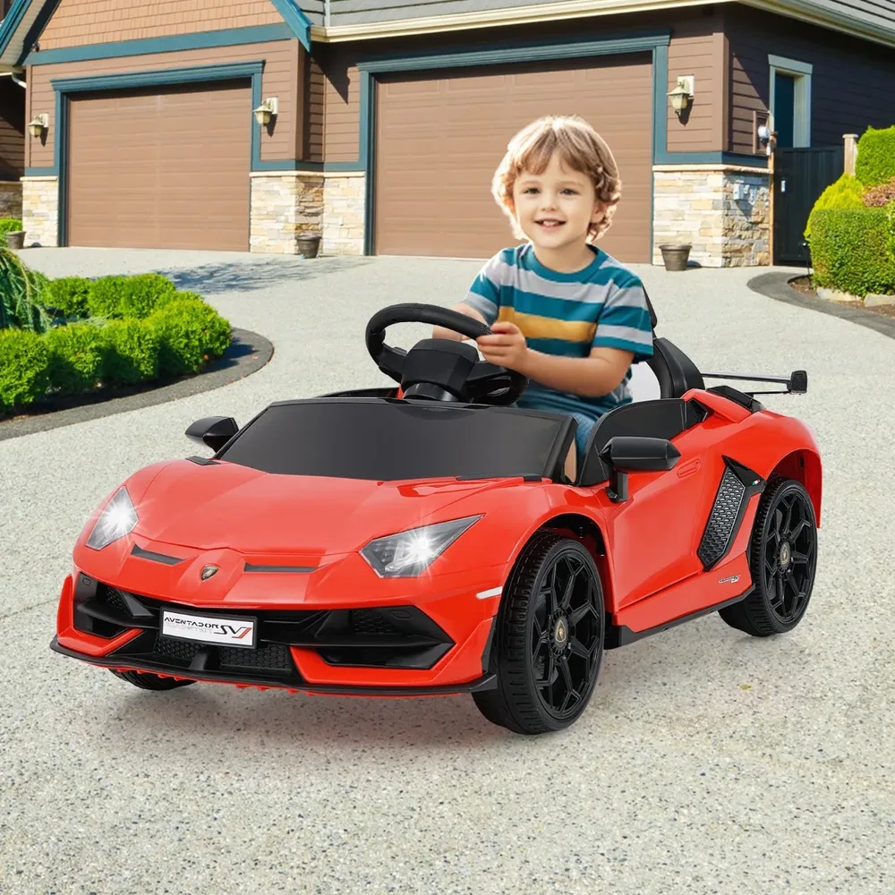 Детска електрическа кола Lamborghini 12V с дистанционно и хидравлични врати, червена, снимка 2