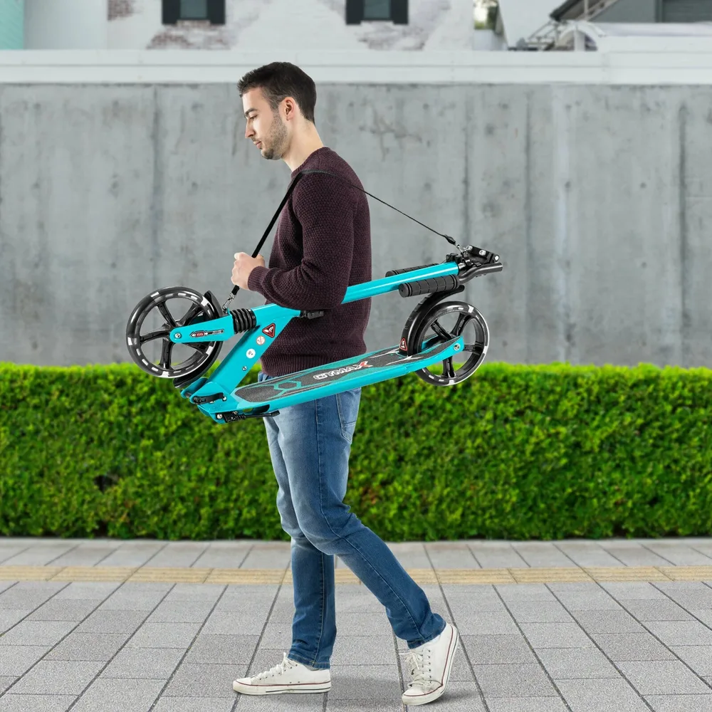 Алуминиева сгъваема тротинетка с LED колела за възрастни и деца, зелена, снимка 7