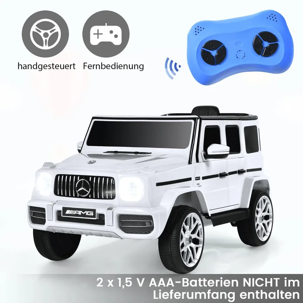 Детска електрическа кола Mercedes-Benz G63 12V с музика и фарове, бяла, снимка 7