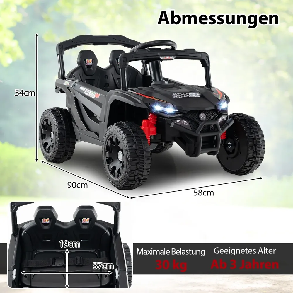 Детска електрическа кола UTV 12 V с дистанционно управление, черна, снимка 3