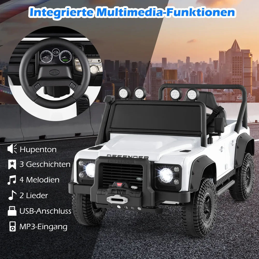 Детска електрическа кола Land Rover Defender с дистанционно за родителите, бяла, снимка 5