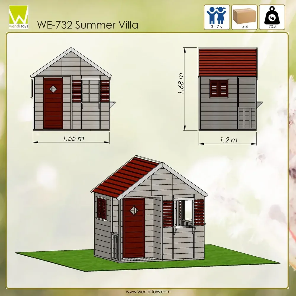Детска къща за игра Summer Villa - Червено, снимка 5