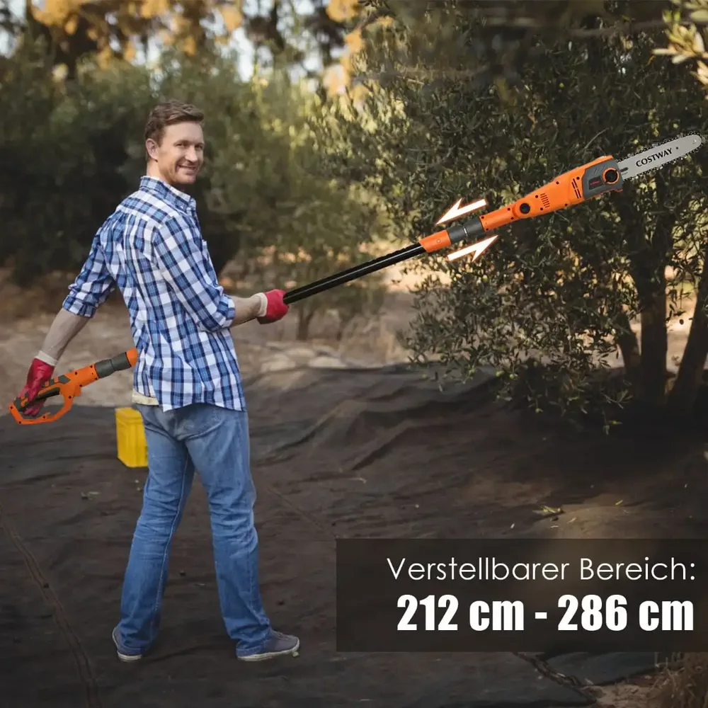 Електрически телескопичен трион за високи клони 750 W, 212–286 см, оранжев, снимка 7
