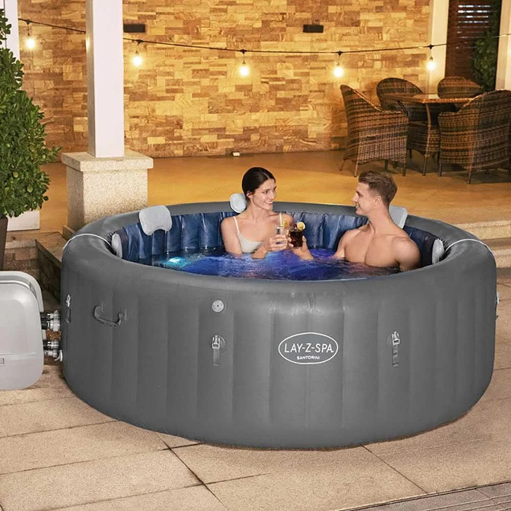 Джакузи надуваемо Santorini Hydrojet Pro - 216 × 80 см с филтърна помпа, покривало и диспенсър, снимка 4