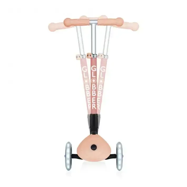 Сгъваема еко тротинетка с 3 колела GLOBBER JUNIOR FOLDABLE LIGHTS ECOLOGIC – цвят праскова, снимка 3